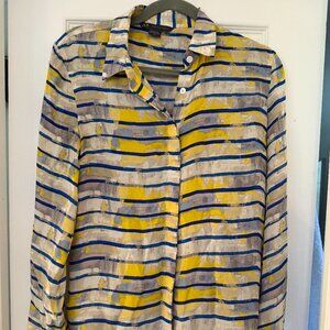 Women's Armani Exchange Silk Blouse Stripped Size Small